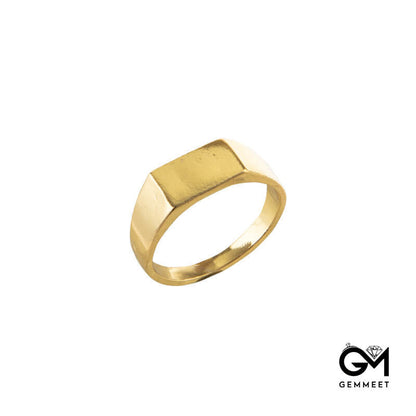 Simple Smooth Gold and Silver Black Ring