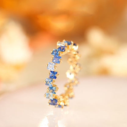 Rainbow Blue Sapphire Ring