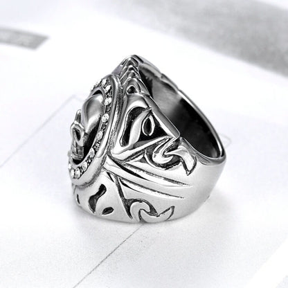 Men's Skull White Zircon Titanium Steel Ring