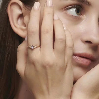 Dainty Blue Labradorite Oval Cut Ring