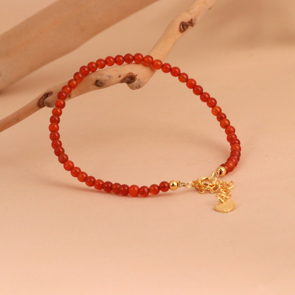 Red Agate Style Simple Bracelet