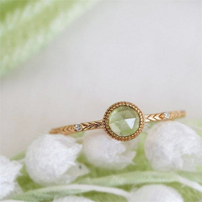 Natural Round Cut Green Peridot Ring