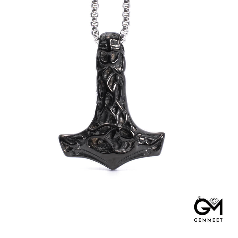 Personality Punk Thor's Hammer Black Necklace