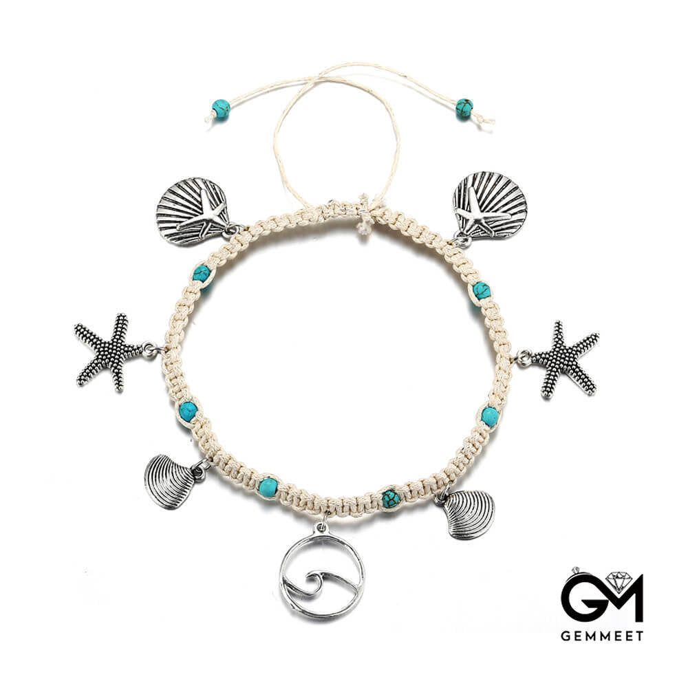 Starfish Shells and Waves Weave Anklets