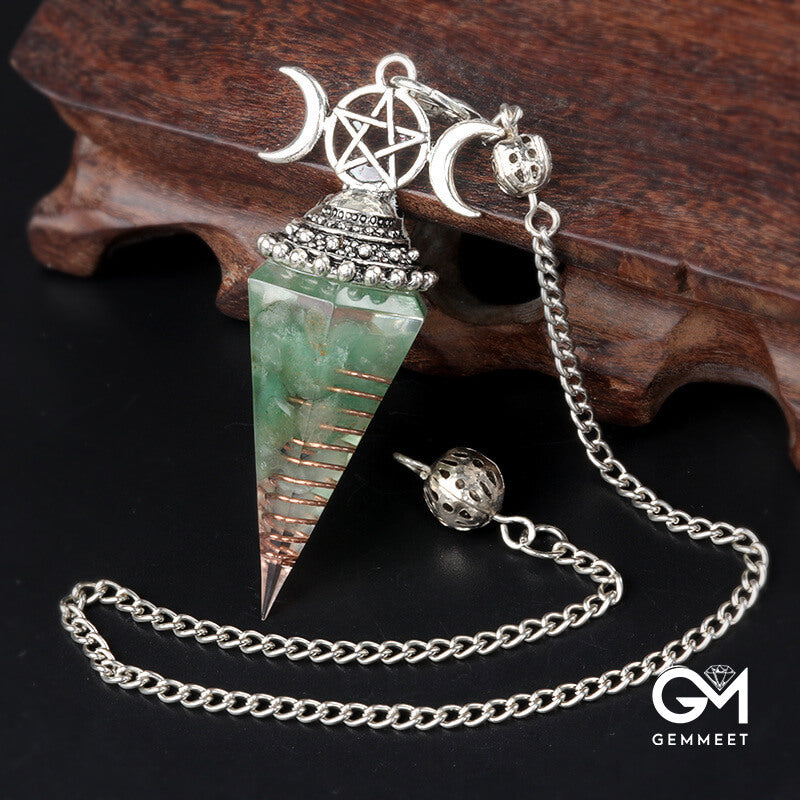 Colored Stone Resin Crystal Hexagon Cone Spirit Pendulum