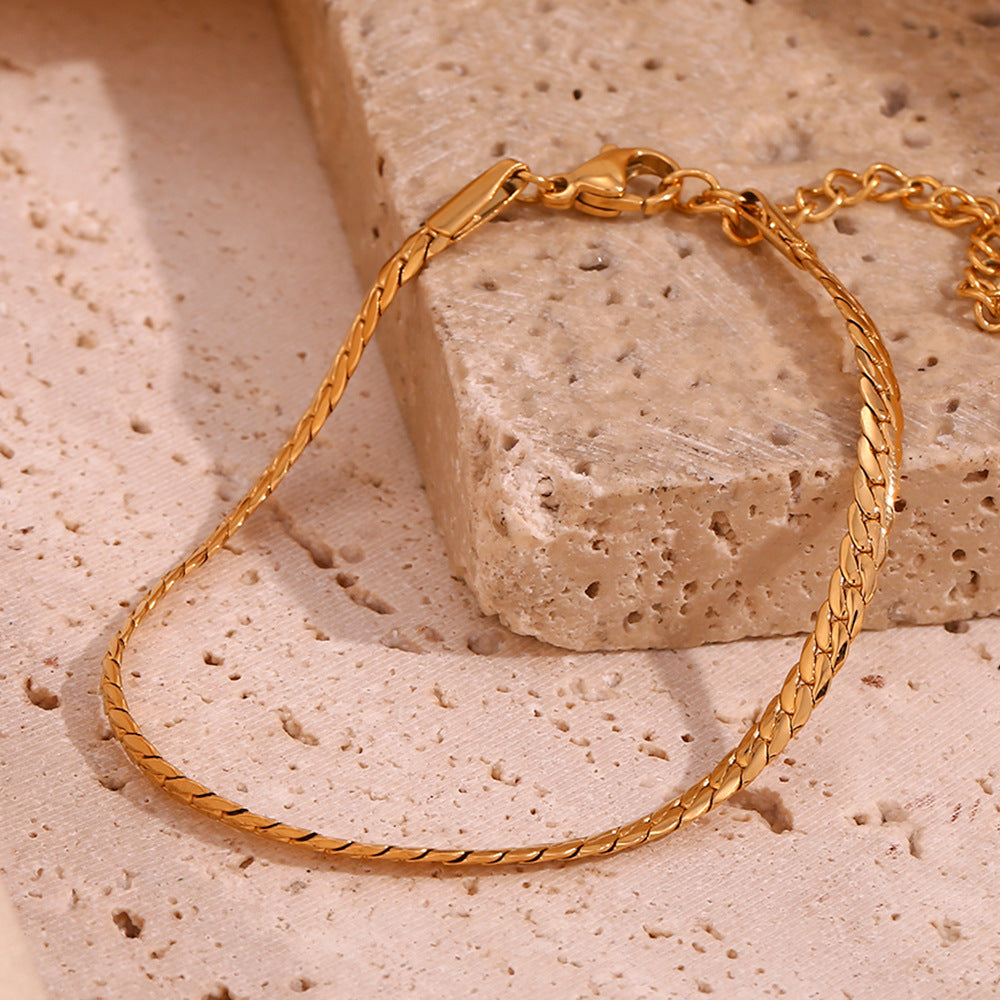 Stainless Steel Gold Plated Fine Throw Bracelet