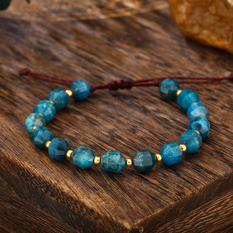 Blue Apatite Cut Bead Bracelet