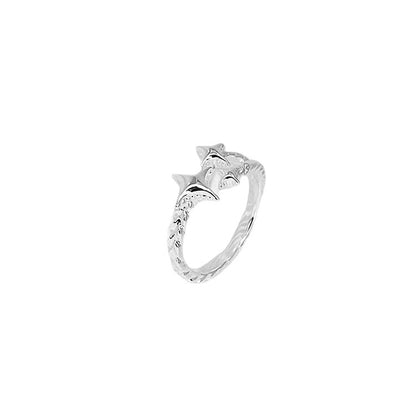 Four-Pointed Star Retro Simple Star Open Ring