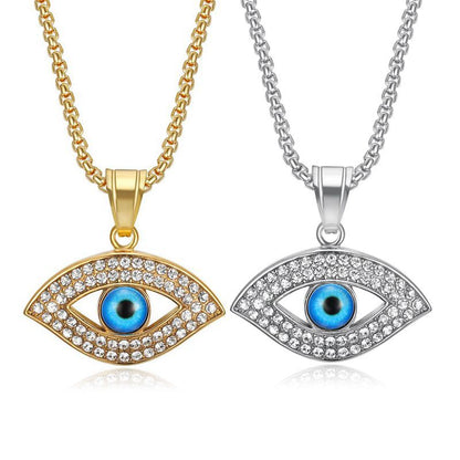 Hip Hop Jewelry Gold Plated Zirconia Blue Eyes Pendant