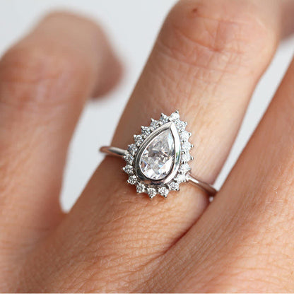 Pear Halo Shine Zircon 2-Pieces Ring