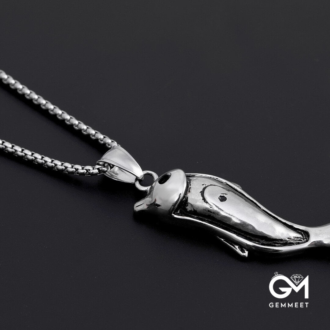 Frolicking Dolphin Titanium Steel Necklace