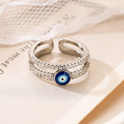 Evil Eye 2 Layers Full Stones Band Ring