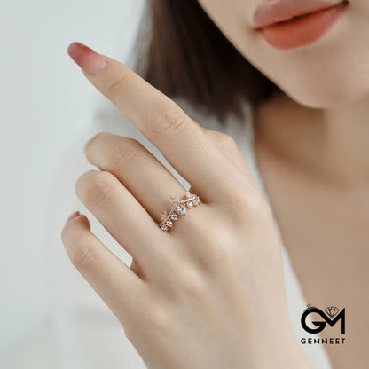 S925 Sterling Silver V-shaped Zircon Rose Gold Ring