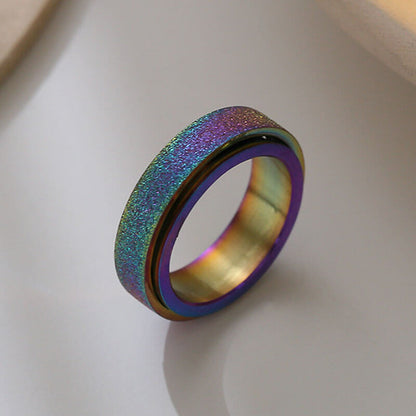 Rainbow Colored Frosted Rotatable Ring