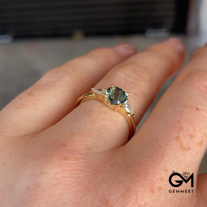 Emerald Zircon Engagement Ring