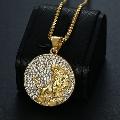 Hip Hop Gold Plated Zircon Tiger Pendant