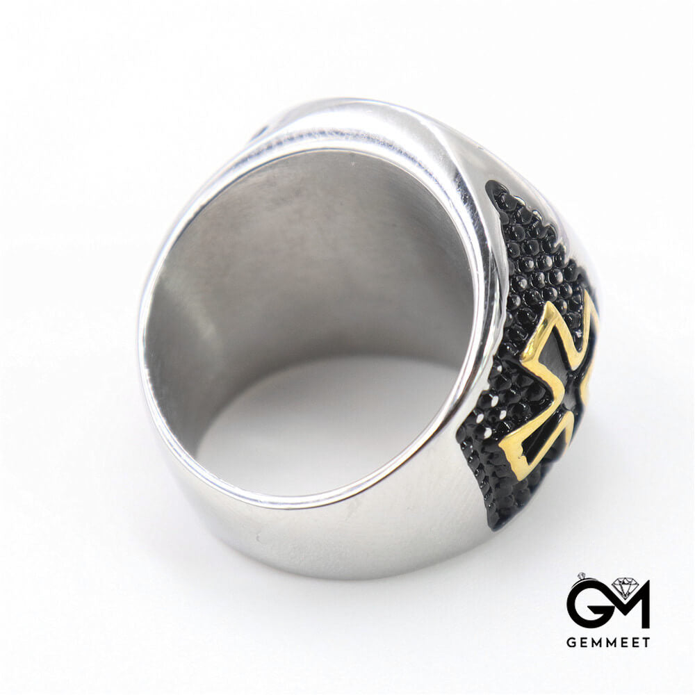 Titanium Steel Vintage Red Zircon Ring for Men