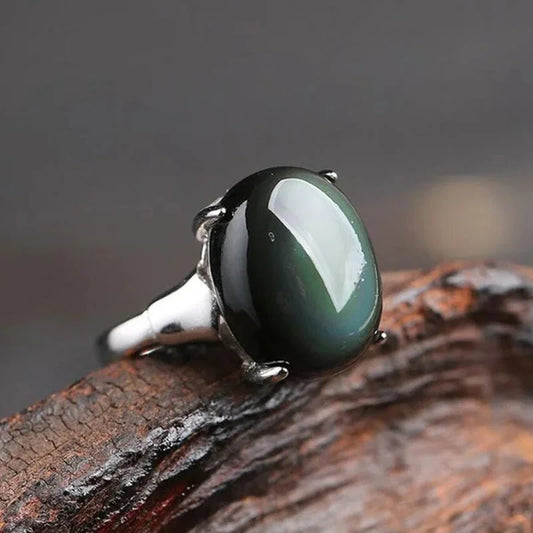 "Spiritual Protection" Natural Obsidian Ring