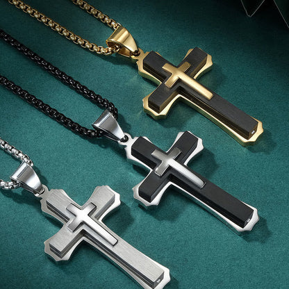 Two Tone Cross Faith Necklace