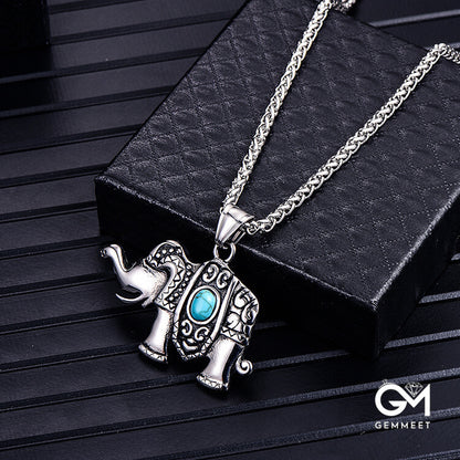 Stainless Steel Animal Elephant Pendant Necklace