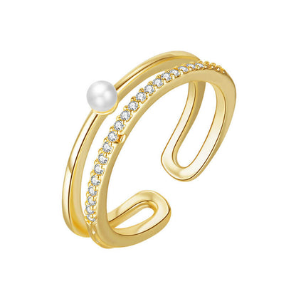 Niche High-end Pearl All-match Light Luxury Style Open Ring