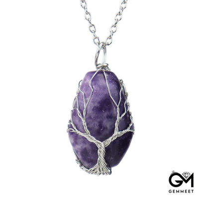 Crystal Octahedral Tree of Life Necklace