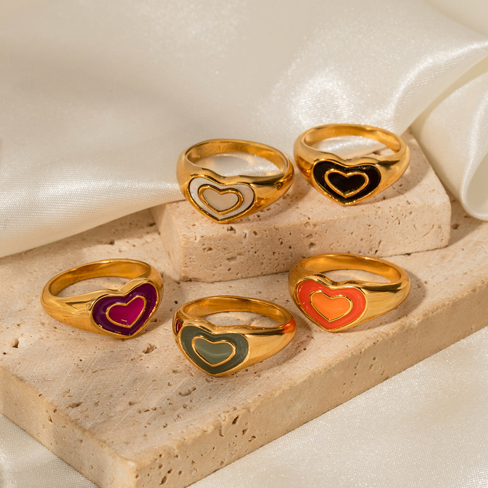 Cute Oblate Heart Shape Signet Ring