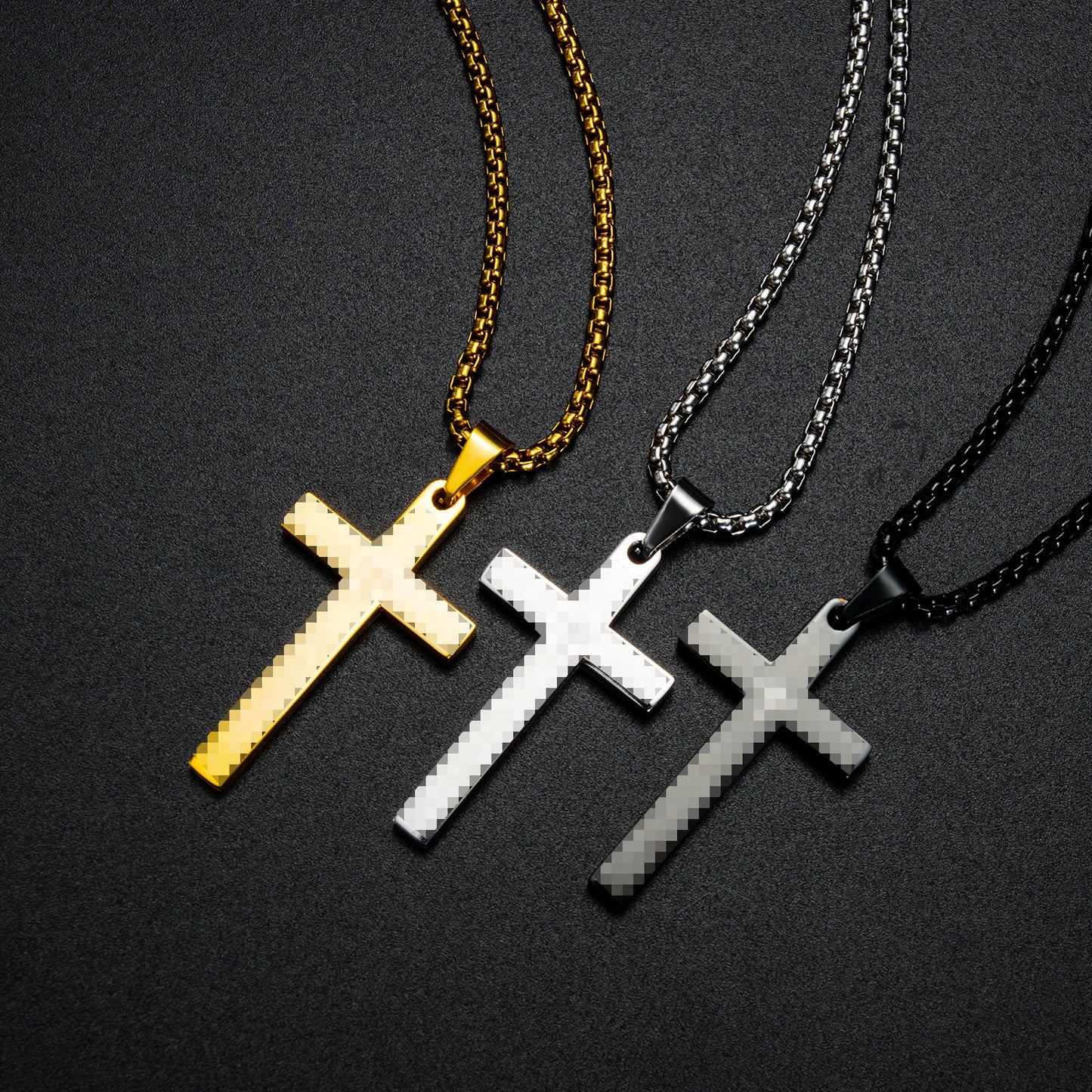 Titanium Steel Cross Pendant Chain Necklace