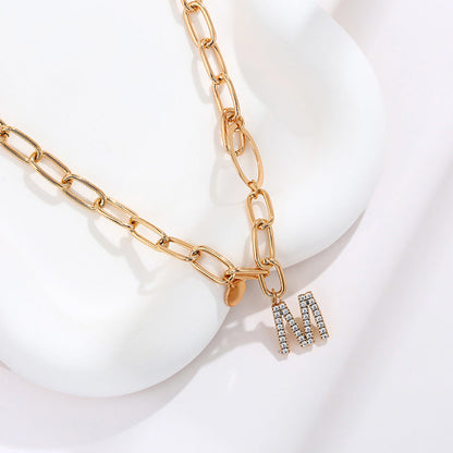 Golden Temperament Letter Pendant Niche Clavicle Chain for Women