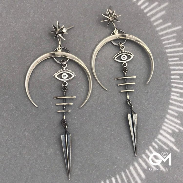 Evil Eye Crescent Fashion Earrings