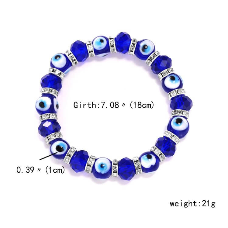 Blue Evil Eye & Hamsa Epoxy Zircon Bracelet