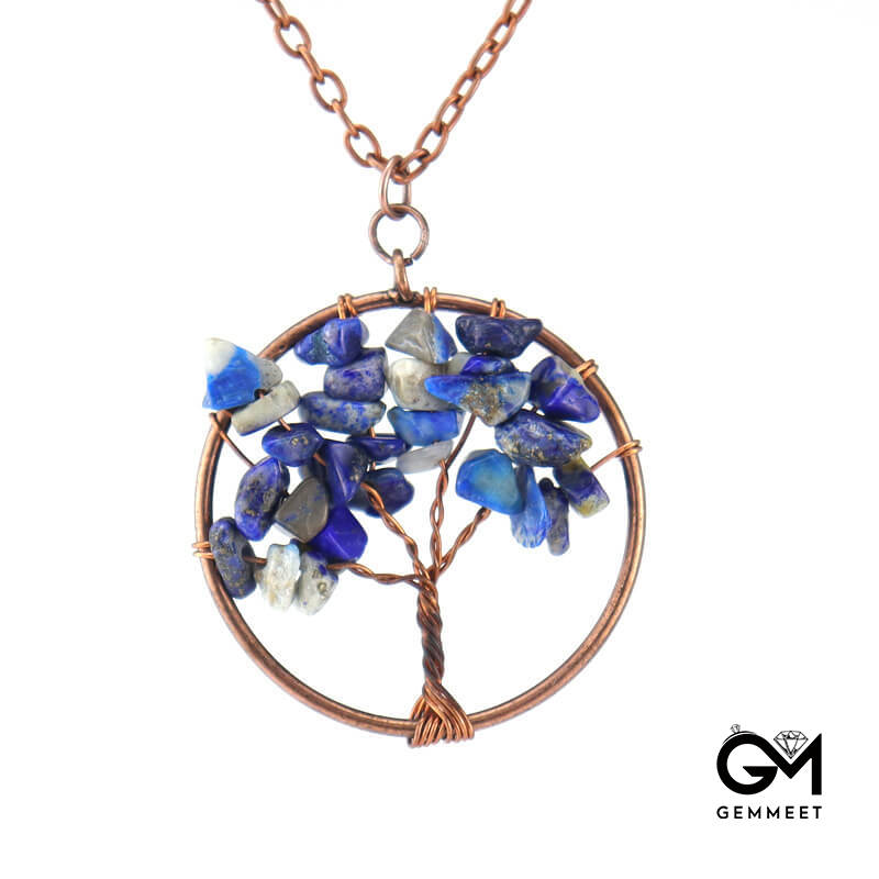 Tree of Life Red Copper Crystal Necklace