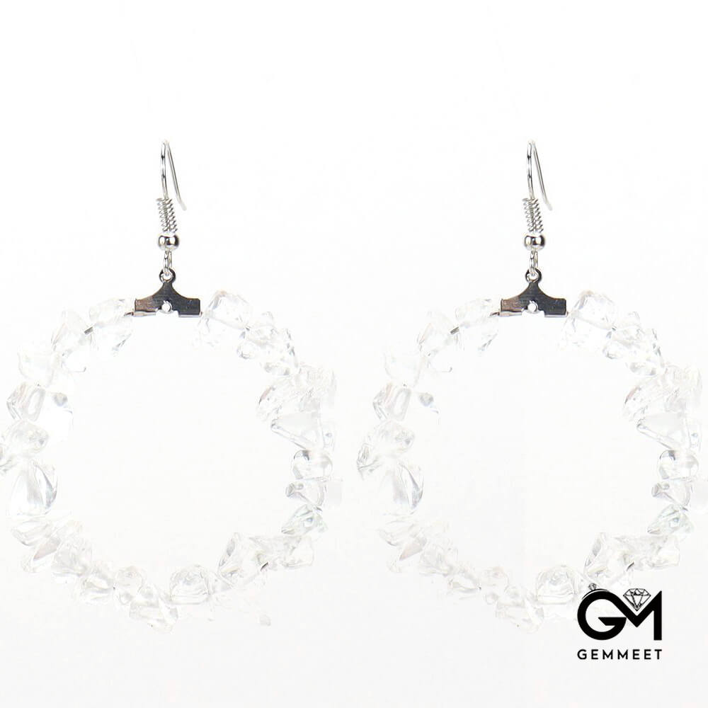 Crystal Geometric Irregular Beaded Round Earrings