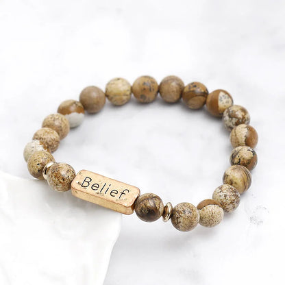 Natural Gemstone Belief Engraving Bracelet