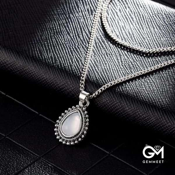 Personality Fashion Drop Opal Double Layer Necklace