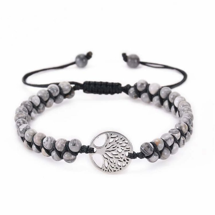 Tree of Life Natural Crystal Double Braided Bracelet