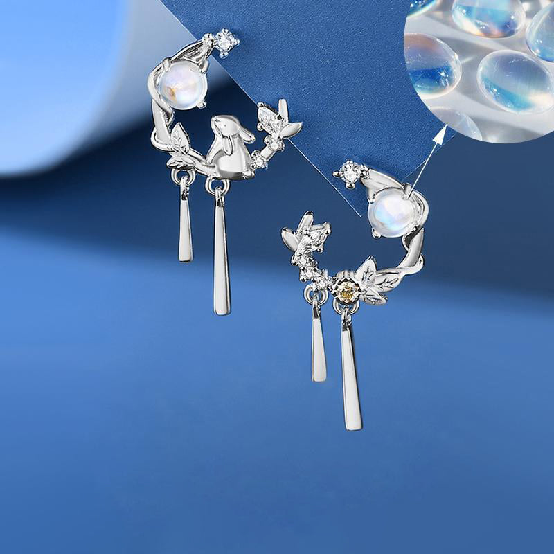 Fashion Moonstone Rabbit Stud Earrings