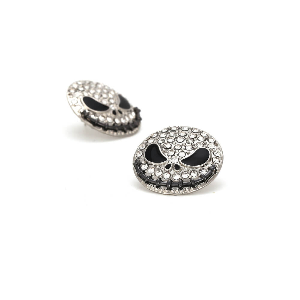 Halloween Exaggerated Punk Earrings Zircon Ghost Face Retro Ghost Stud Earrings