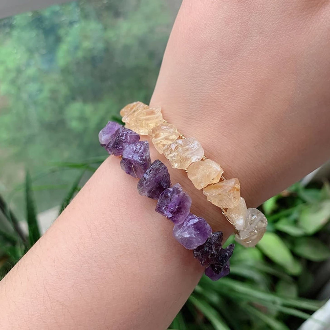 Natural Crystal Gravel Beads Wire Wound Bracelet