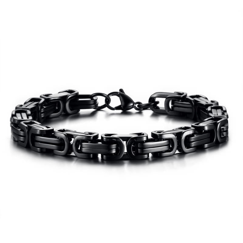 Men Stainless Steel Punk Byzantine Link Chain Bracelet