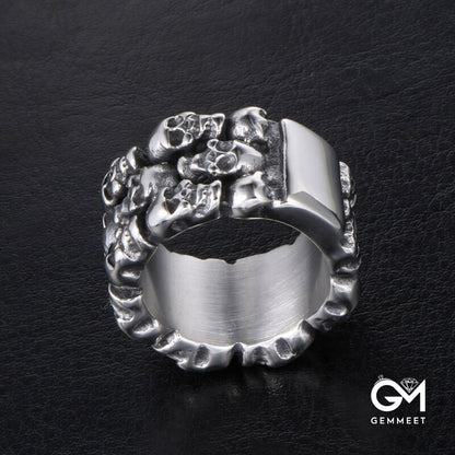 Titanium Steel Fashion Personality Multi Skull Ring