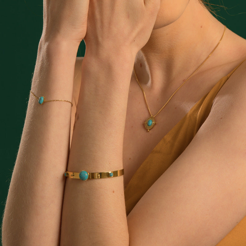 Bohemia Minimalism Turquoise Bangle Bracelet