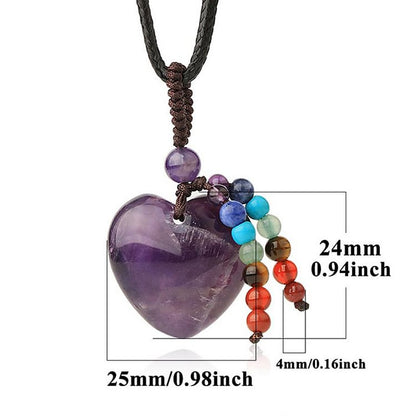 Chakra Color Stones Heart Shape Necklace