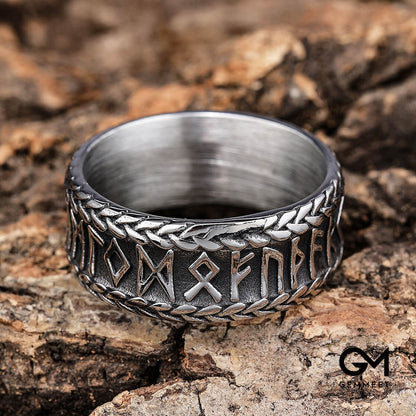 Men's Totem Rune Circle Stainless Steel Ring