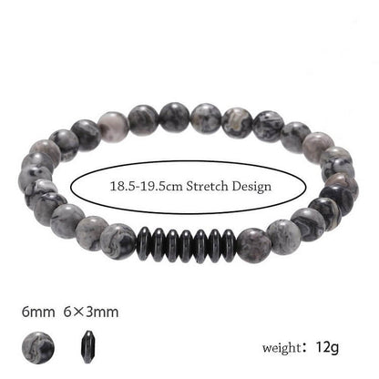 6mm Natural Stone Beads Mens Bracelet