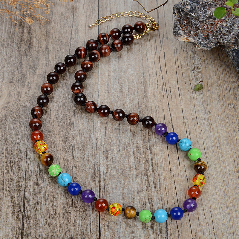 Fashion Colorful Lucky Stones Stainless Steel Accessories Necklace