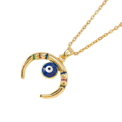 Golden Color Evil Eye Pendant Necklace