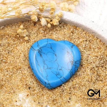 Synthetic Blue Turquoise Heart Worry Stone