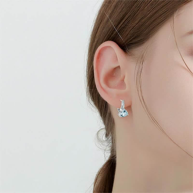 Triangle Ocean Blue Zircon Stud Earrings