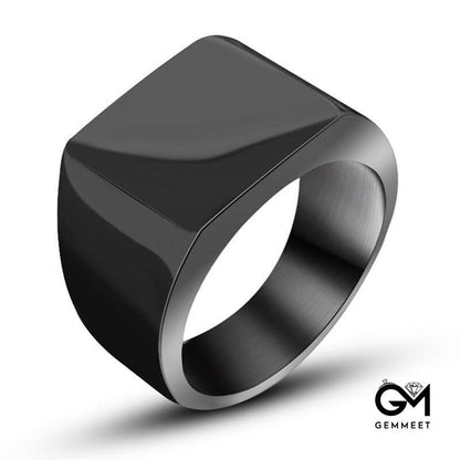 Titanium Steel Simple Square Ring